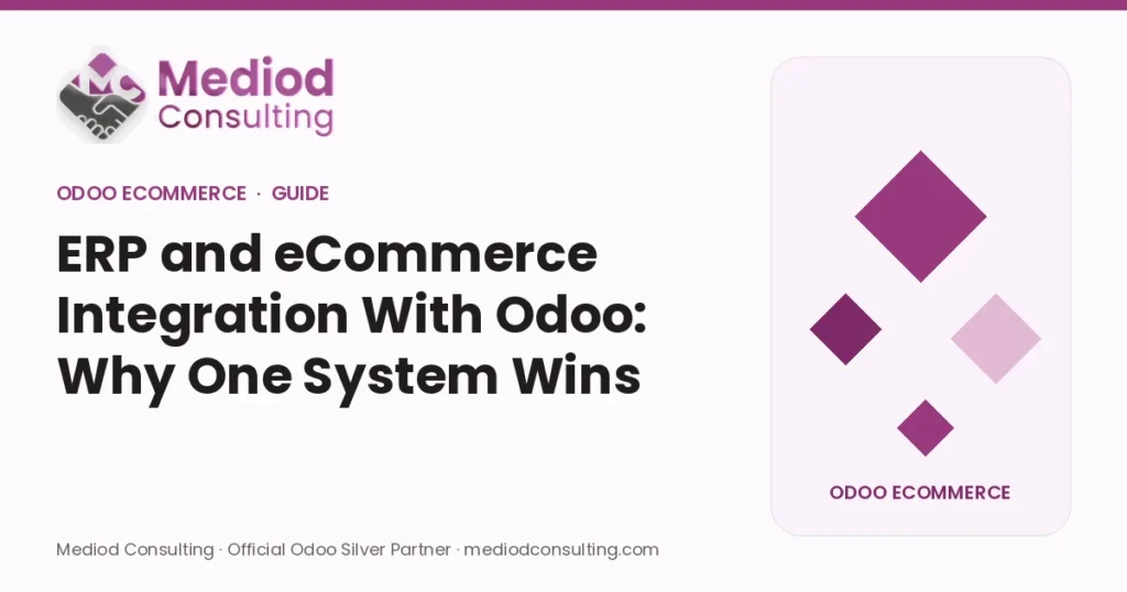 ERP and eCommerce Integration With Odoo: Why One System Wins – Mediod Consulting Odoo eCommerce guide cover
