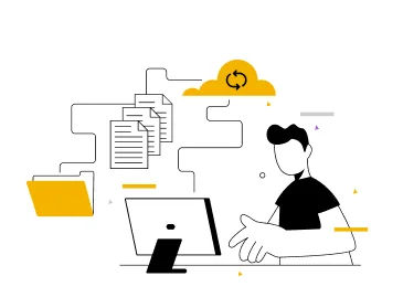 Illustration: Files migrating to cloud storage