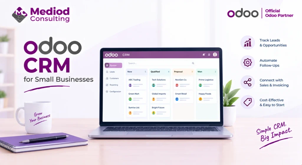 Odoo CRM for small businesses with lead and opportunity management