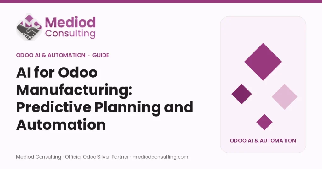 AI for Odoo Manufacturing: Predictive Planning and Automation – Mediod Consulting Odoo AI & Automation guide cover