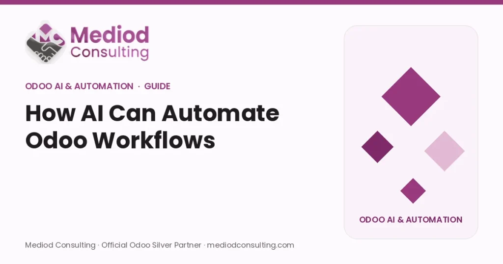 How AI Can Automate Odoo Workflows – Mediod Consulting Odoo AI & Automation guide cover