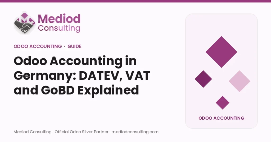 Odoo Accounting in Germany: DATEV, VAT and GoBD Explained – Mediod Consulting Odoo Accounting guide cover