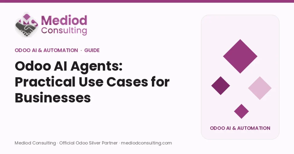 Odoo AI Agents: Practical Use Cases for Businesses – Mediod Consulting Odoo AI & Automation guide cover