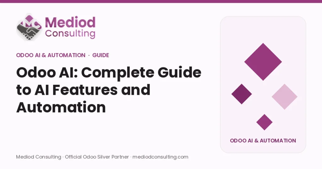 Odoo AI: Complete Guide to AI Features and Automation – Mediod Consulting Odoo AI & Automation guide cover