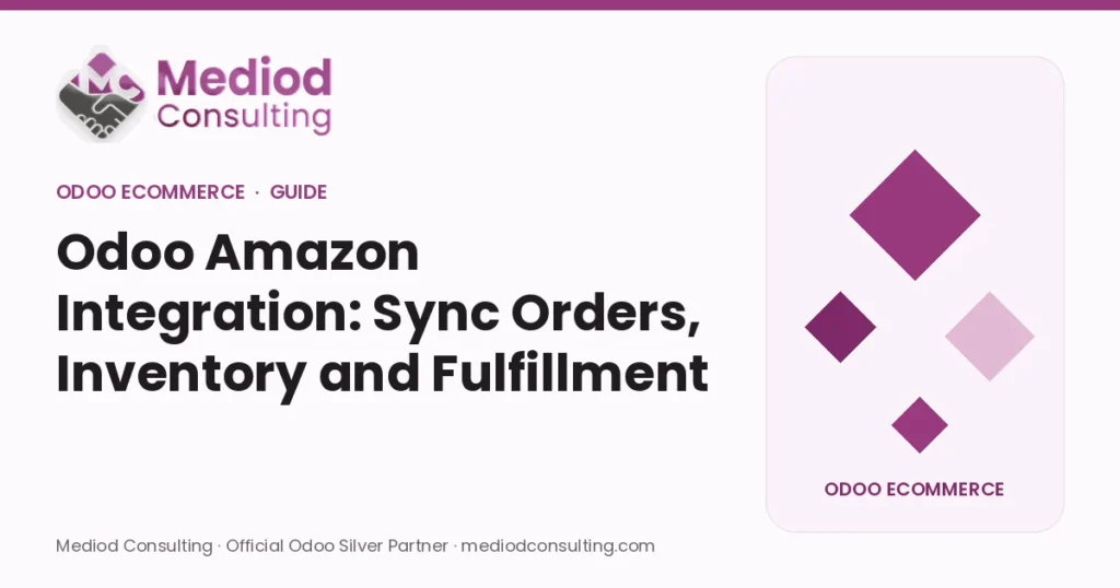 Odoo Amazon Integration: Sync Orders, Inventory and Fulfillment – Mediod Consulting Odoo eCommerce guide cover