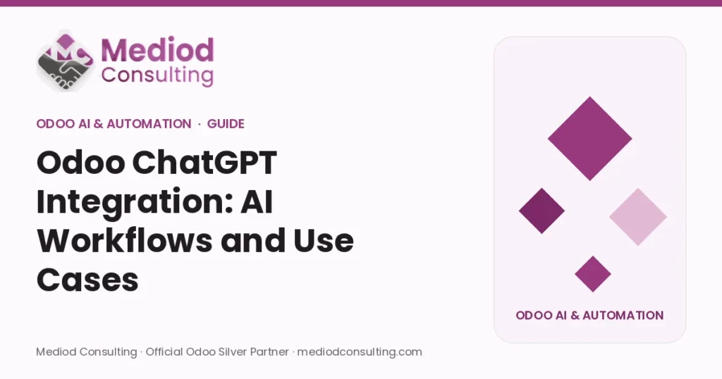 Odoo ChatGPT Integration: AI Workflows and Use Cases – Mediod Consulting Odoo AI & Automation guide cover