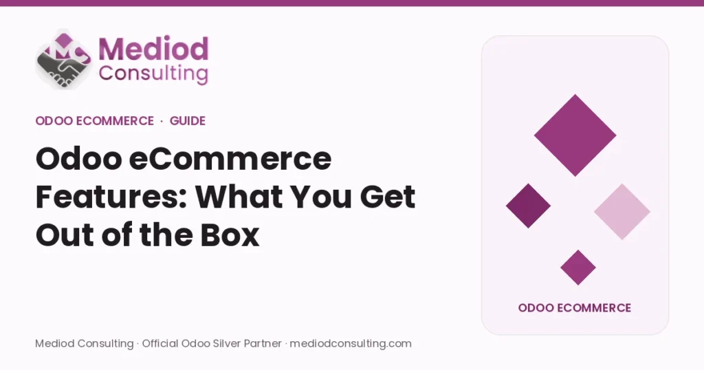 Odoo eCommerce Features: What You Get Out of the Box – Mediod Consulting Odoo eCommerce guide cover