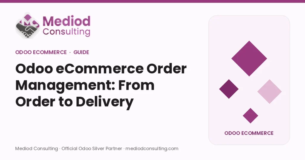 Odoo eCommerce Order Management: From Order to Delivery – Mediod Consulting Odoo eCommerce guide cover