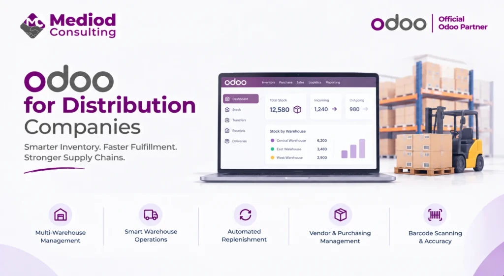 Odoo for distribution companies with inventory and warehouse management