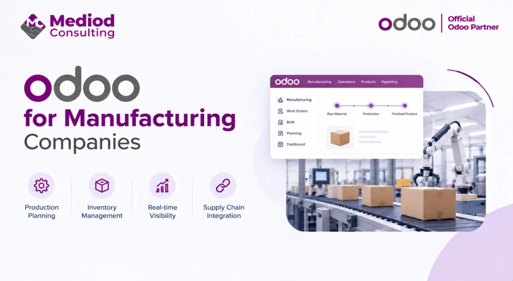 Odoo for manufacturing companies with production and inventory management