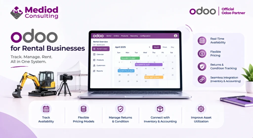 Odoo for rental businesses with rental availability and asset management