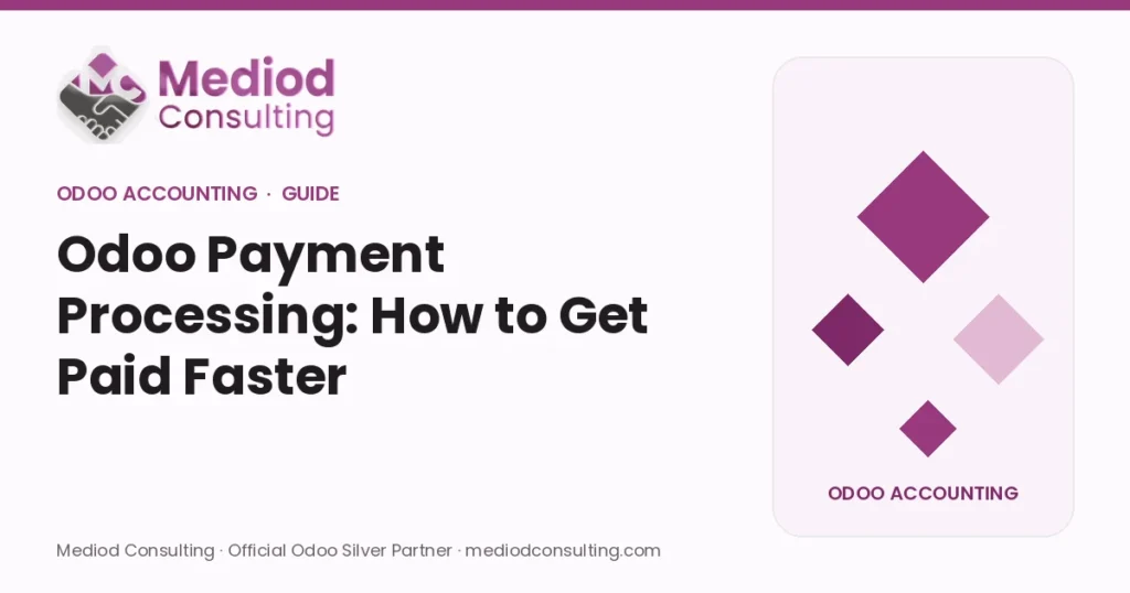 Odoo Payment Processing: How to Get Paid Faster – Mediod Consulting Odoo Accounting guide cover