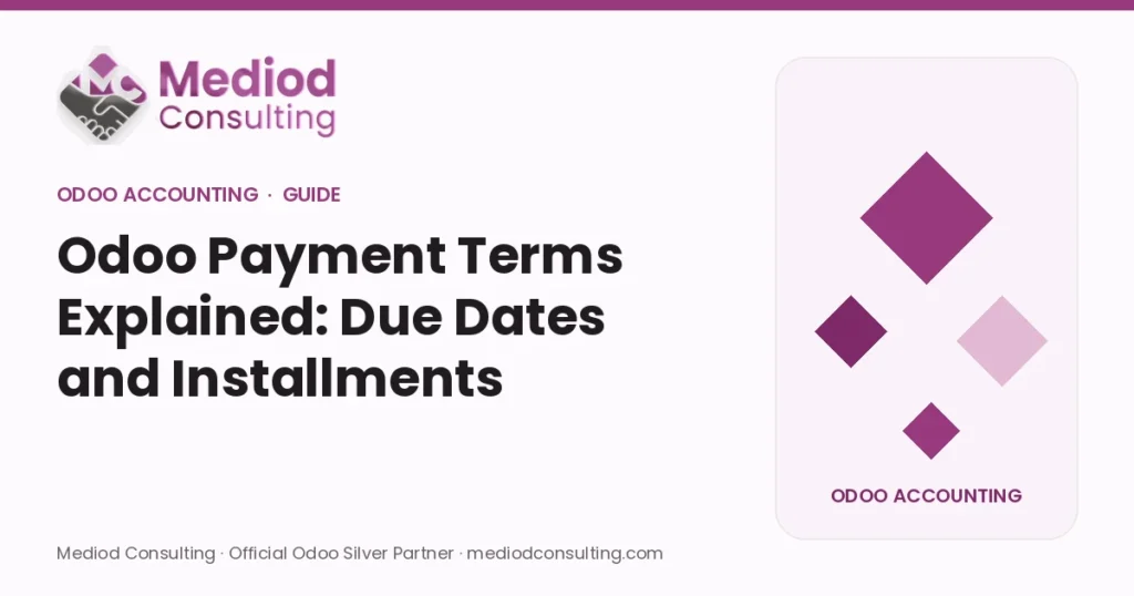 Odoo Payment Terms Explained: Due Dates and Installments – Mediod Consulting Odoo Accounting guide cover