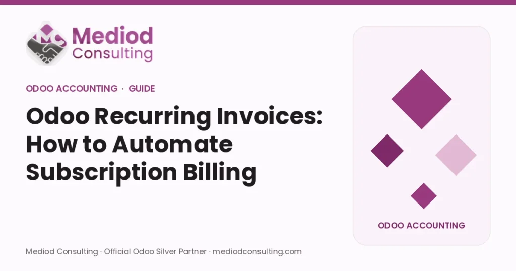 Odoo Recurring Invoices: How to Automate Subscription Billing – Mediod Consulting Odoo Accounting guide cover