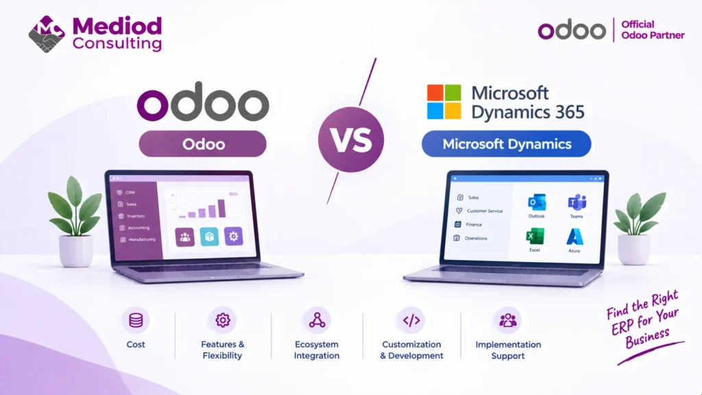 Odoo vs Microsoft Dynamics comparison for business ERP software