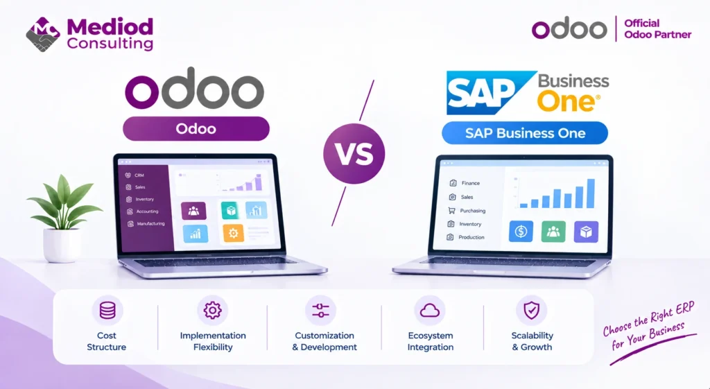 Odoo vs SAP Business One comparison for business ERP software