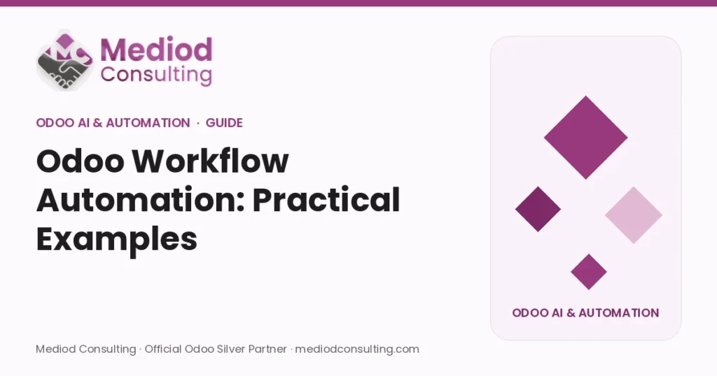 Odoo Workflow Automation: Practical Examples – Mediod Consulting Odoo AI & Automation guide cover