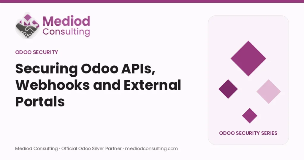 Securing Odoo APIs, Webhooks and External Portals – Mediod Consulting Odoo Security guide cover